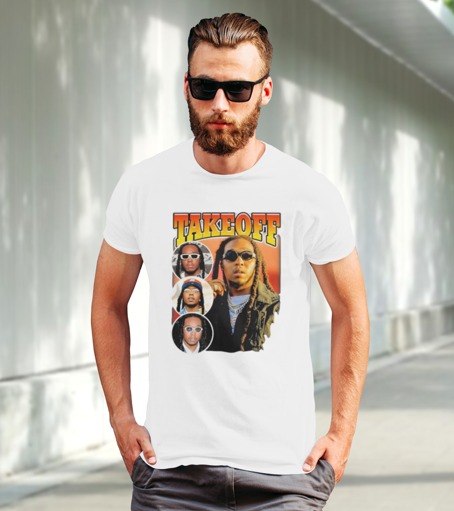 Quavo Migos Takeoff Rapper Tribute Circular Portraits T-Shirt