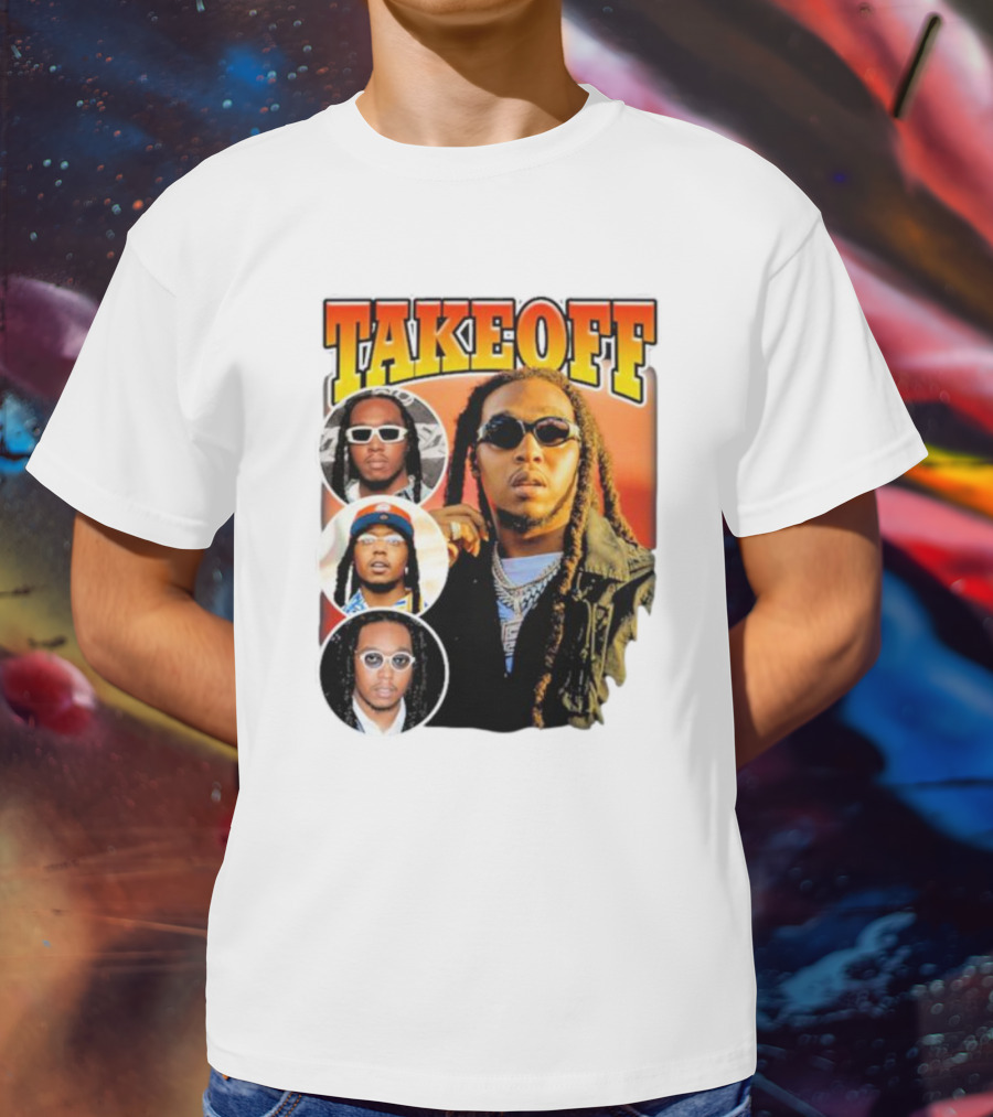 Quavo Migos Takeoff Rapper Tribute Circular Portraits T-Shirt