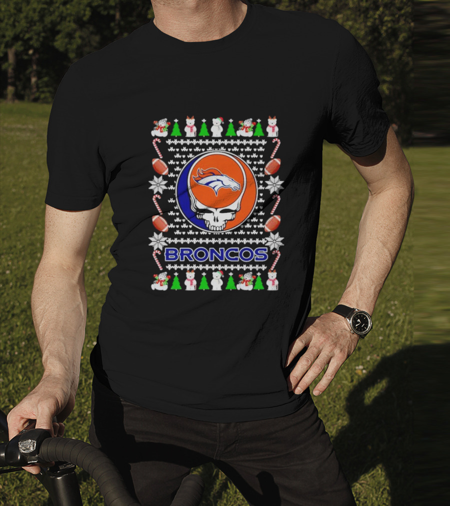 Broncos Festive Skull Holiday T-Shirt