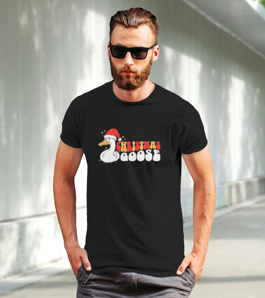Christmas Goose Santa Hat Funny Holiday Duck T-Shirt