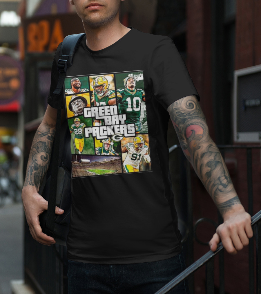 Green Bay Packers Players Collage Grand Theft Auto T-Shirt