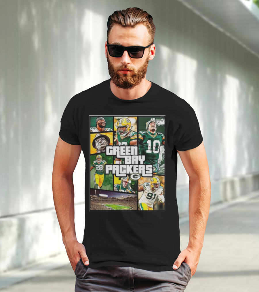 Green Bay Packers Players Collage Grand Theft Auto T-Shirt