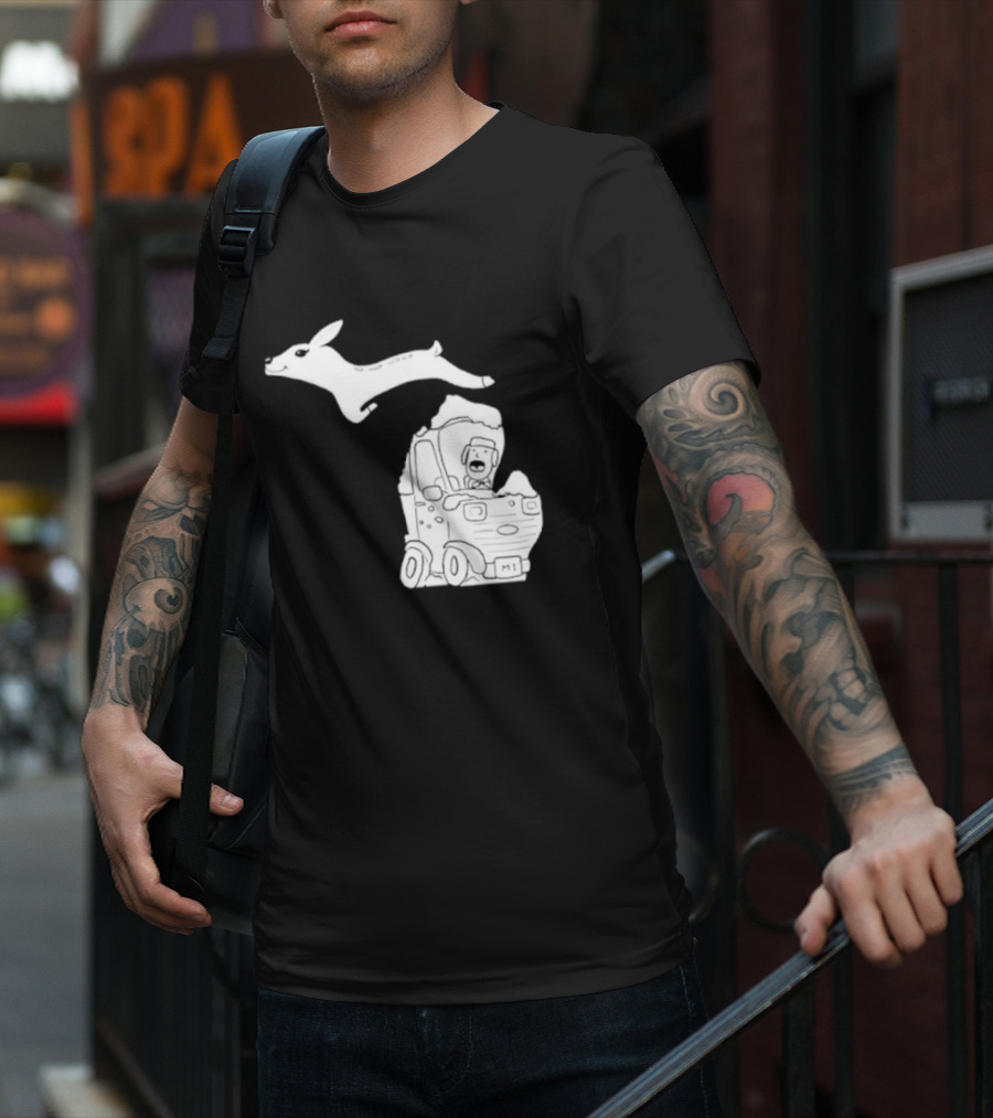 Michigan M1 Deer Leap Over Car T-Shirt