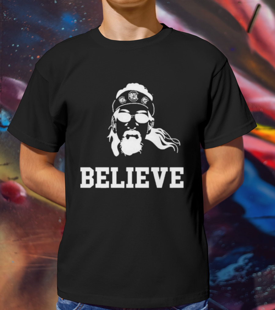 Gamecock Jesus Believe Sunglasses Headband T-Shirt