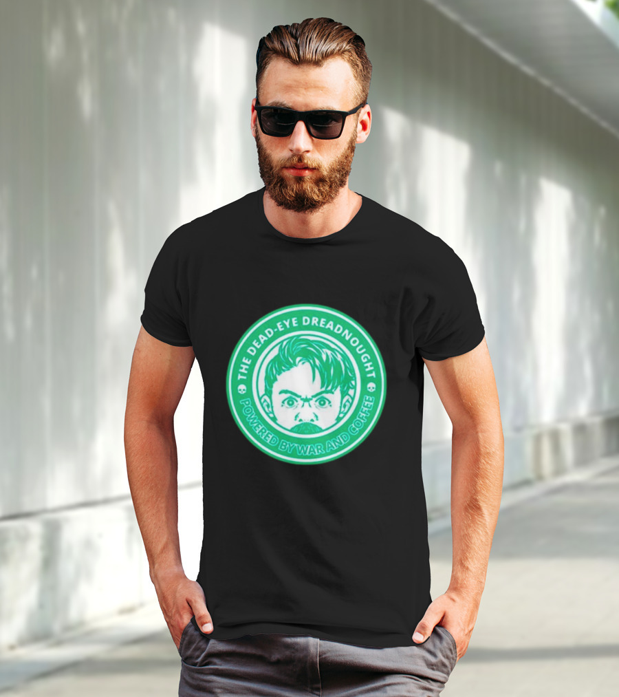 The Dead-Eye Dreadnought Powered By War And Coffee Iconic Emblem T-Shirt