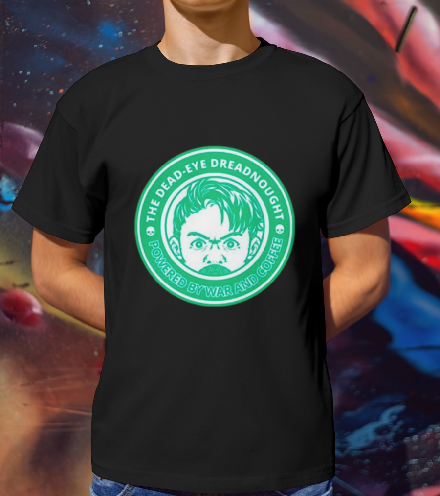 The Dead-Eye Dreadnought Powered By War And Coffee Iconic Emblem T-Shirt