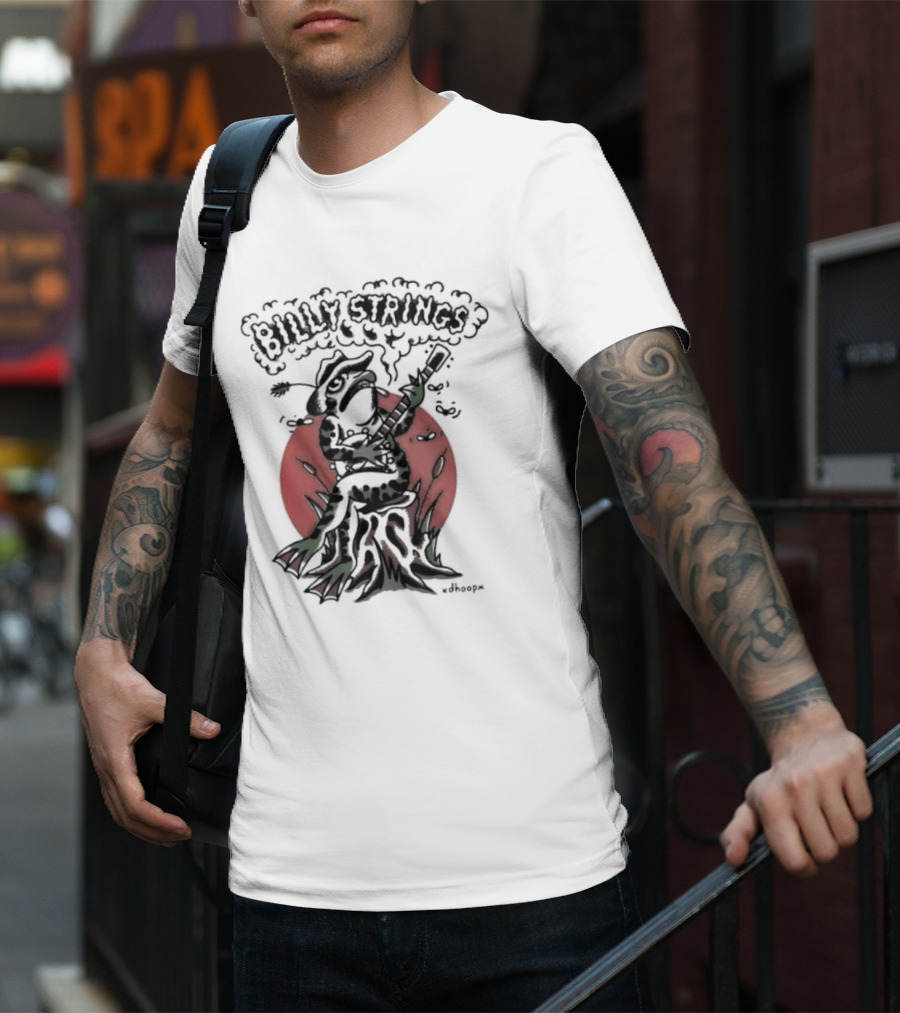 Billy Strings Frog With Guitar And Red Background By V.dhoopn T-Shirt