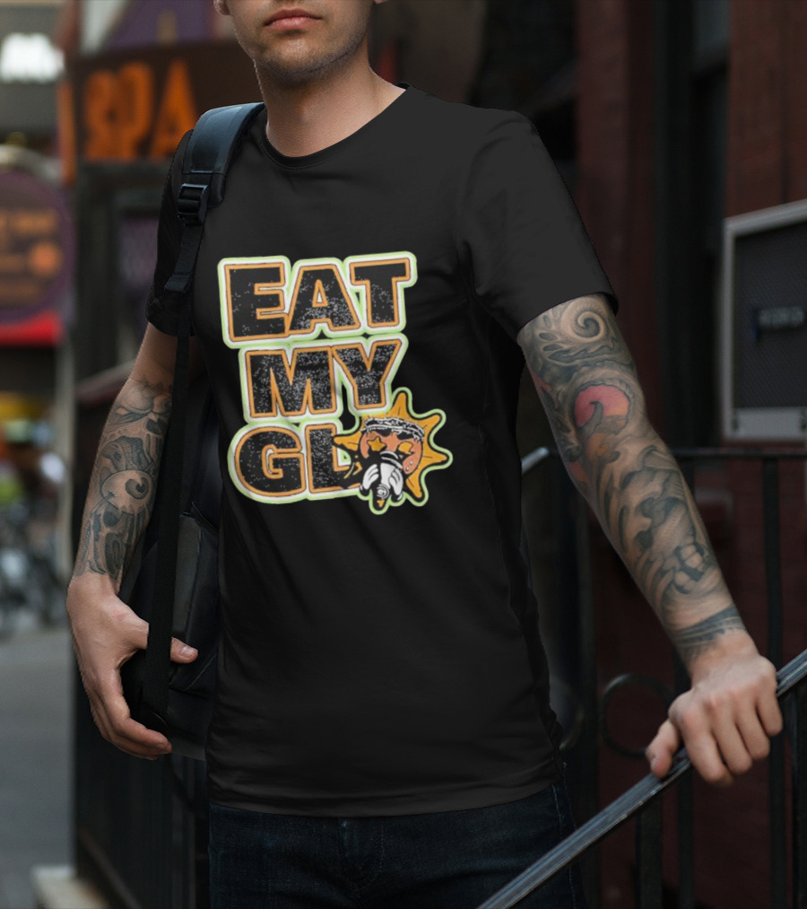 EAT MY GLO Sun Cartoon Eating Globe T-Shirt