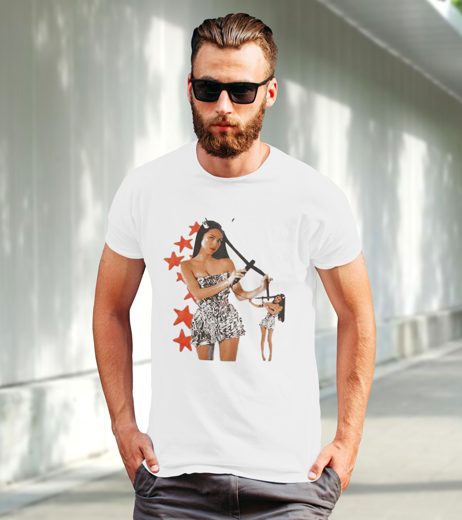 Olivia Rodrigo Black And White Star Dress With Red Stars Motif T-Shirt