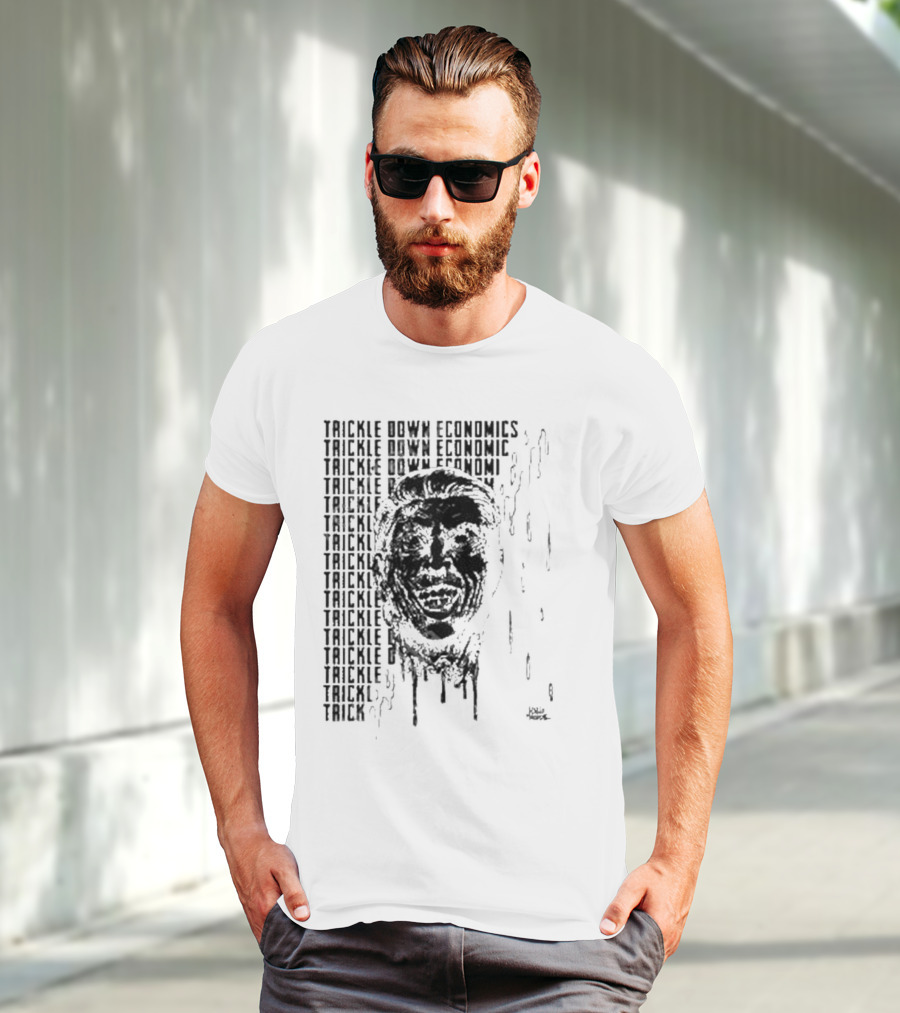 Punkwithacamera Trickle Down Economics Repeated Typography Dripping Face T-Shirt