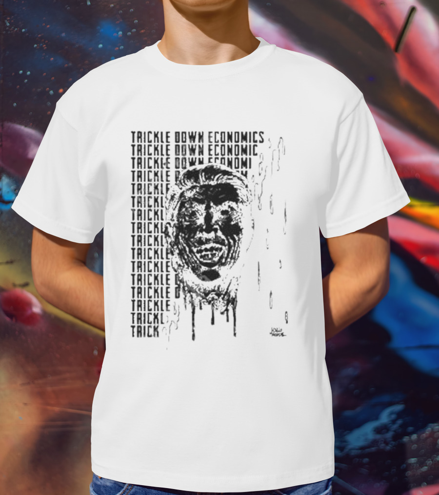 Punkwithacamera Trickle Down Economics Repeated Typography Dripping Face T-Shirt