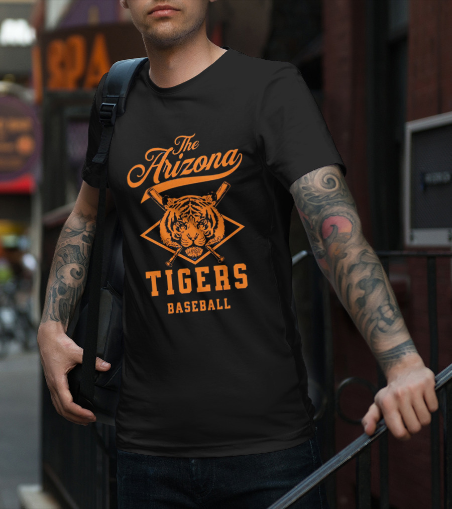 The Arizona Tigers Baseball Team Logo With Crossed Bats And Tiger Head T-Shirt