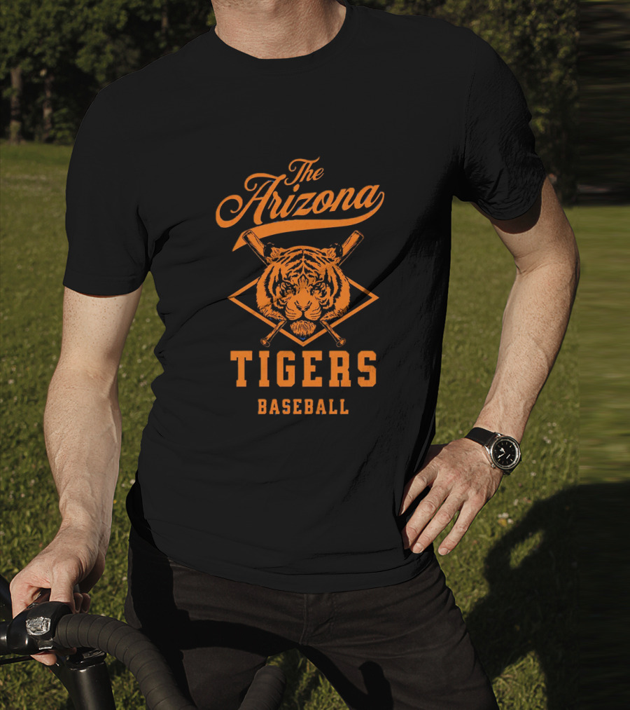 The Arizona Tigers Baseball Team Logo With Crossed Bats And Tiger Head T-Shirt
