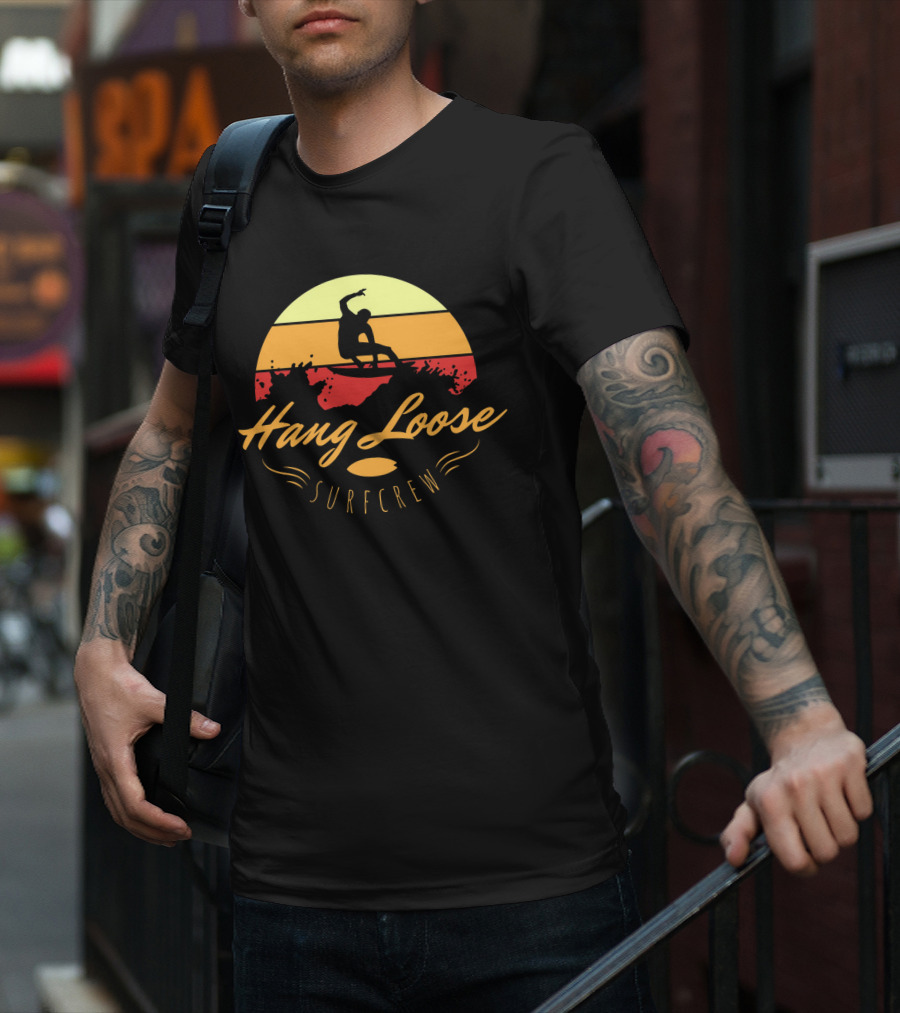 Hang Loose Surfcrew Sunset Surfing T-Shirt