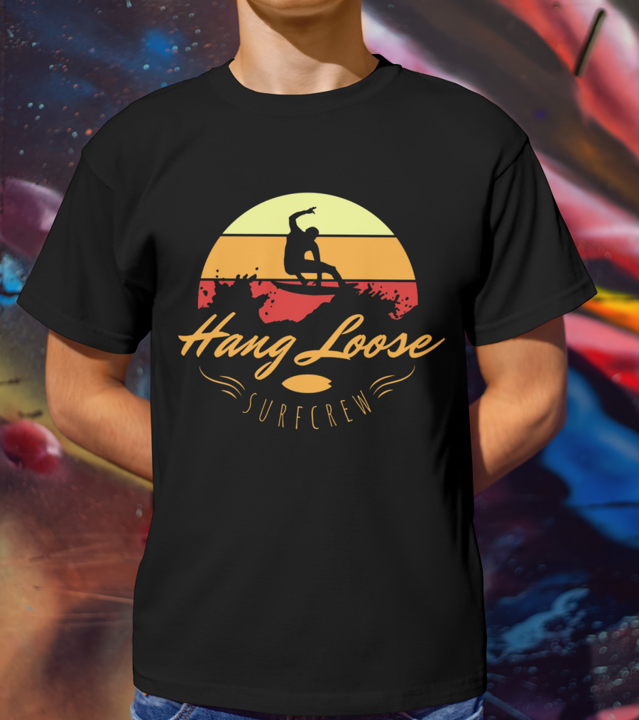 Hang Loose Surfcrew Sunset Surfing T-Shirt