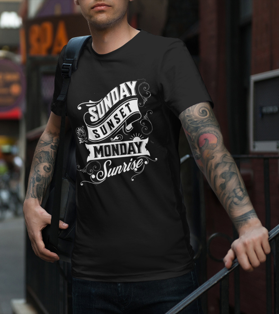Sunday Sunset Monday Sunrise Vintage Filigree T-Shirt