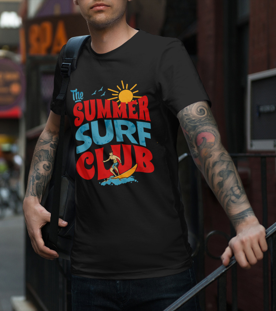 The Summer Surf Club Sun Surfing Retro Typography T-Shirt