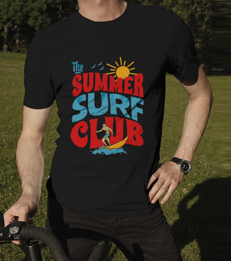 The Summer Surf Club Sun Surfing Retro Typography T-Shirt