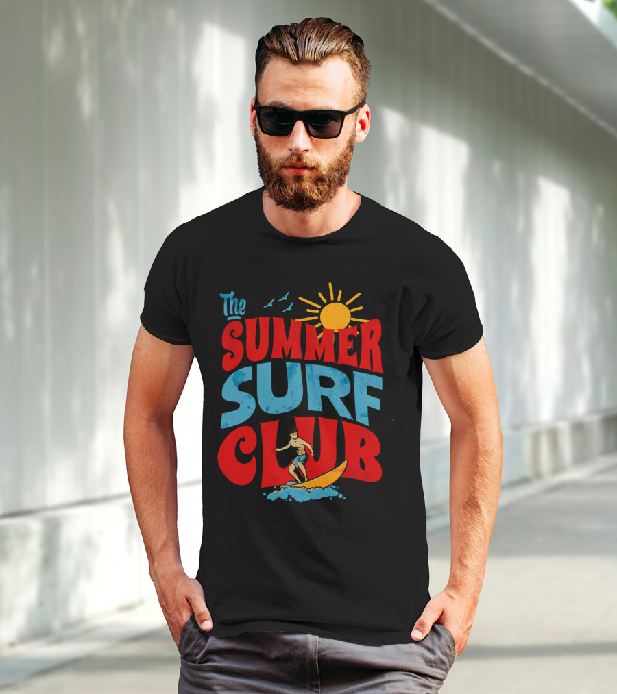 The Summer Surf Club Sun Surfing Retro Typography T-Shirt