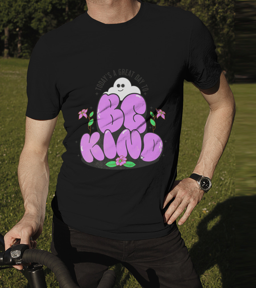 Be Kind Cute Ghost And Flowers T-Shirt