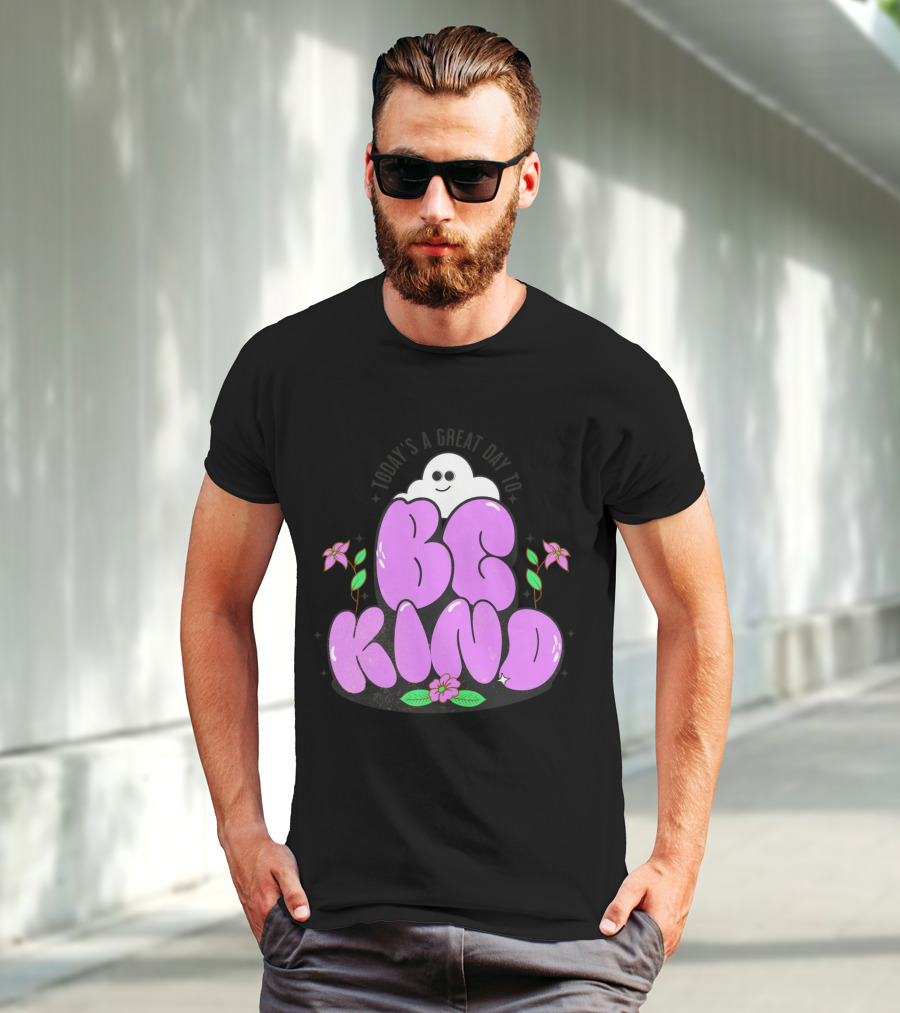 Be Kind Cute Ghost And Flowers T-Shirt