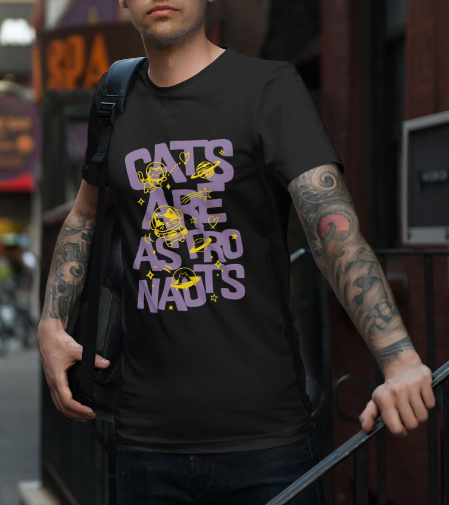 Cats Are Space Explorers With Stars And Planets T-Shirt