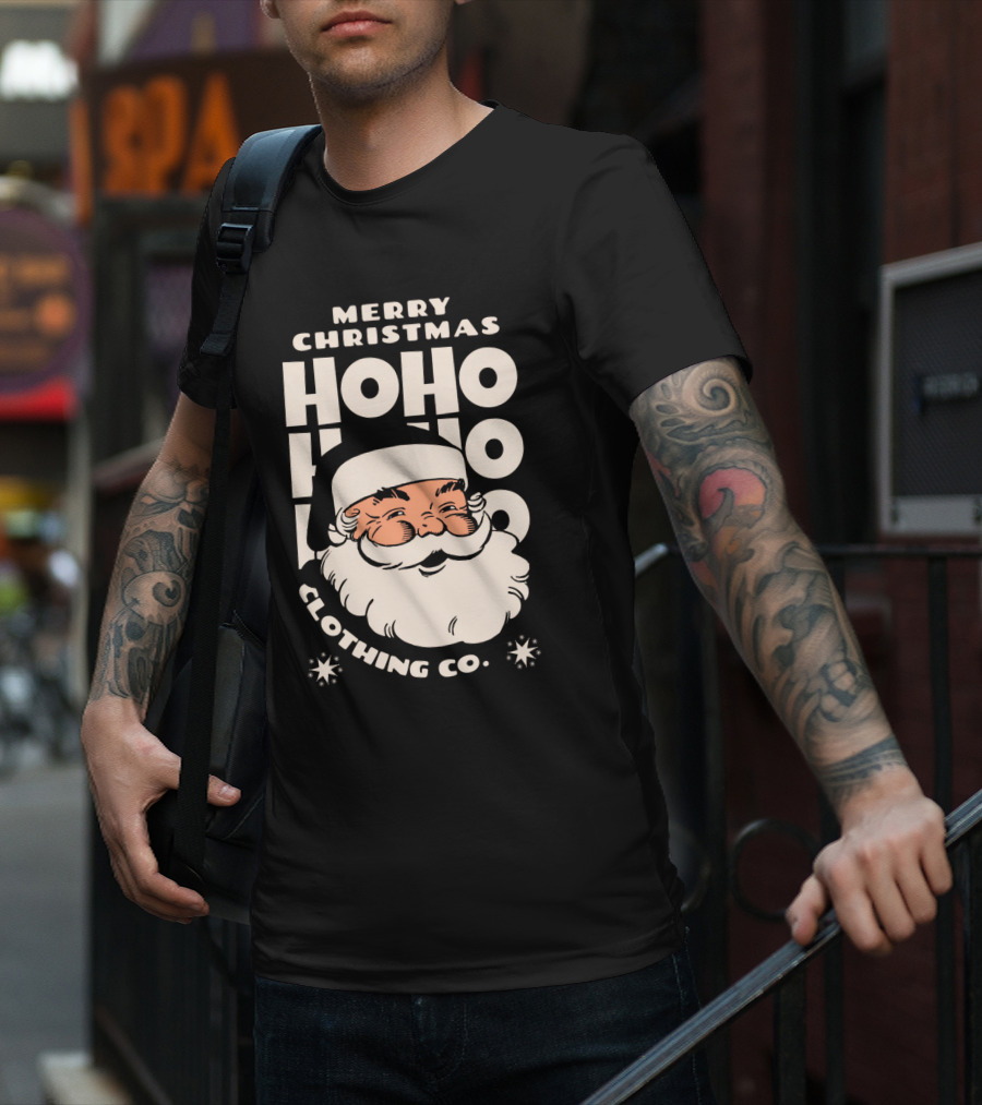 Merry Christmas Ho Ho Ho Santa Claus Clothing Co T-Shirt