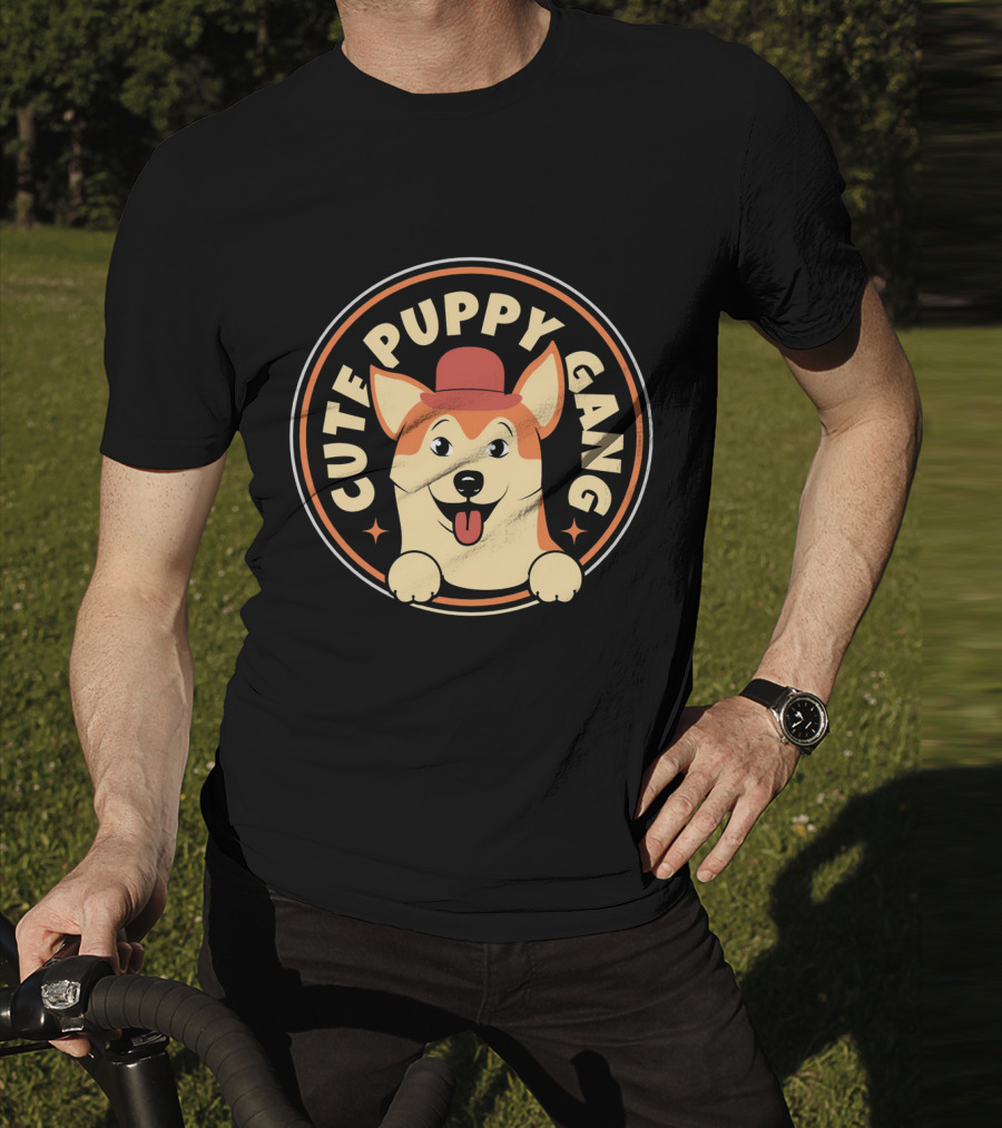 Cute Puppy Gang Corgi With Red Hat And Cheerful Expression T-Shirt