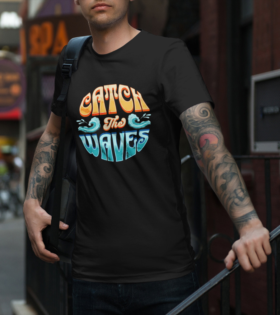 Catch The Waves Vibe Retro Beach T-Shirt