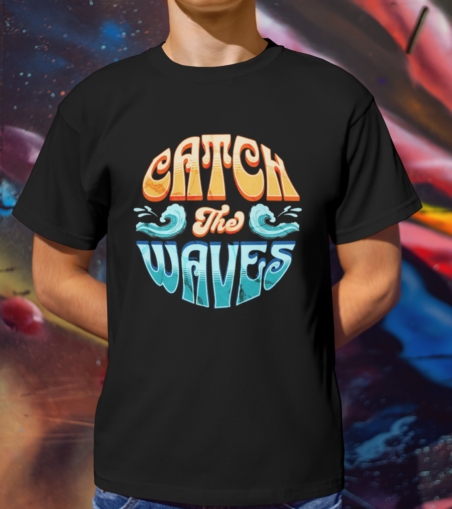 Catch The Waves Vibe Retro Beach T-Shirt