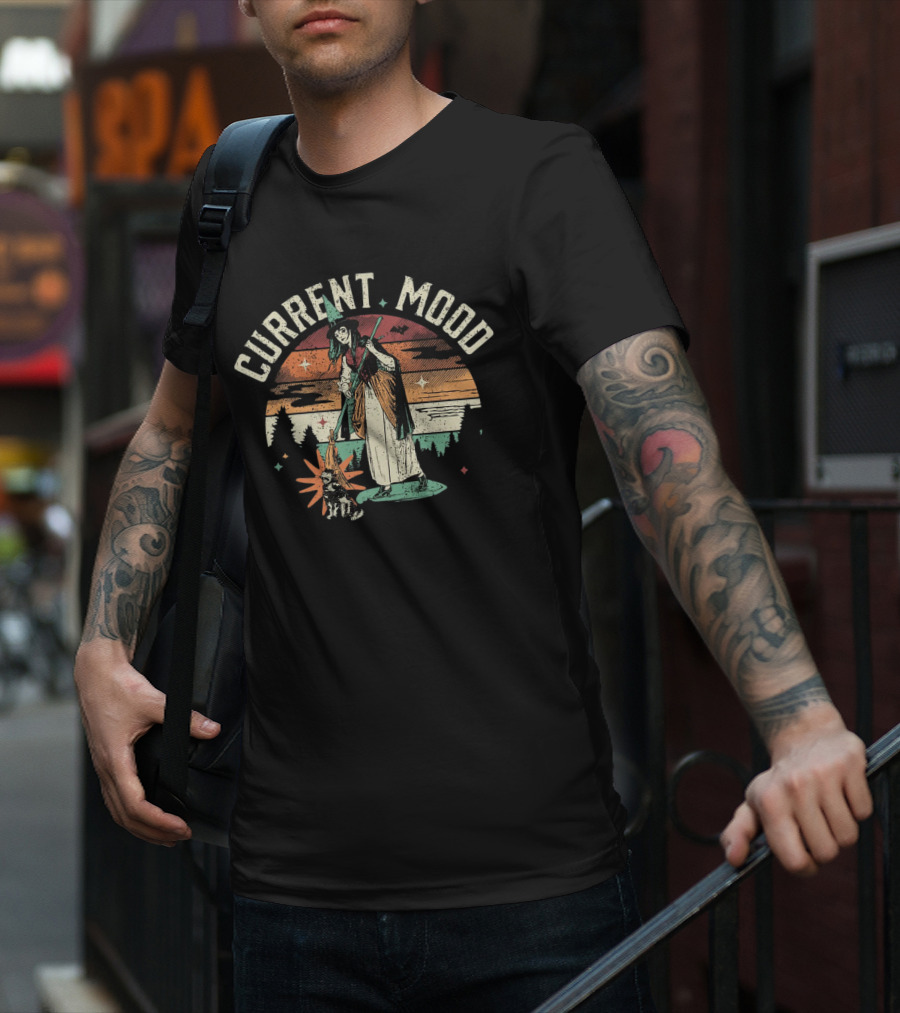 Current Mood Witch Vintage Sunset Dog Companion T-Shirt