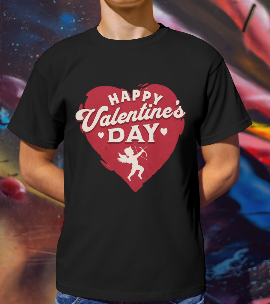Happy Valentine's Day Cupid Heart With Arrow T-Shirt