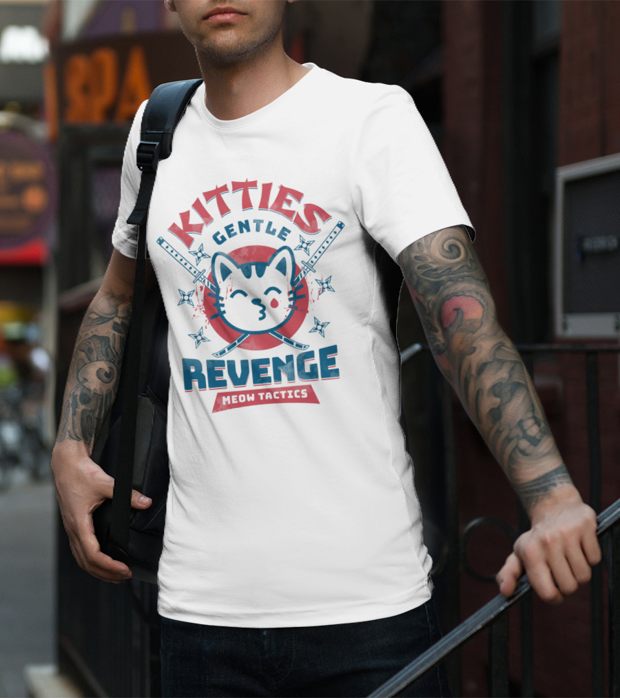 Kitties Gentle Revenge Meow Tactics Samurai T-Shirt