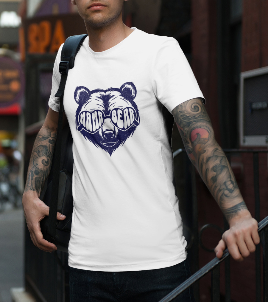 Mama Bear Sunglasses Bold Lettering Bear Head T-Shirt