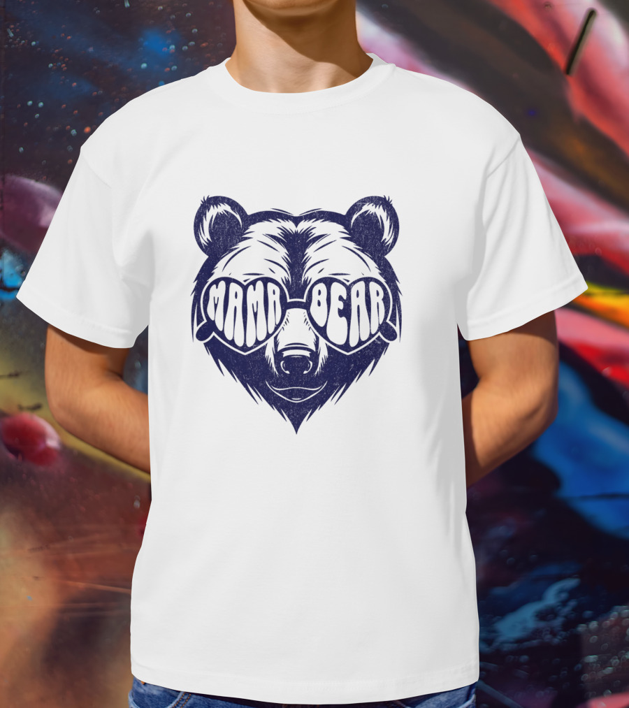 Mama Bear Sunglasses Bold Lettering Bear Head T-Shirt