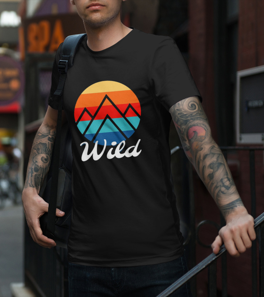 Wild Minimalistic Mountains Retro Circle Stripes T-Shirt