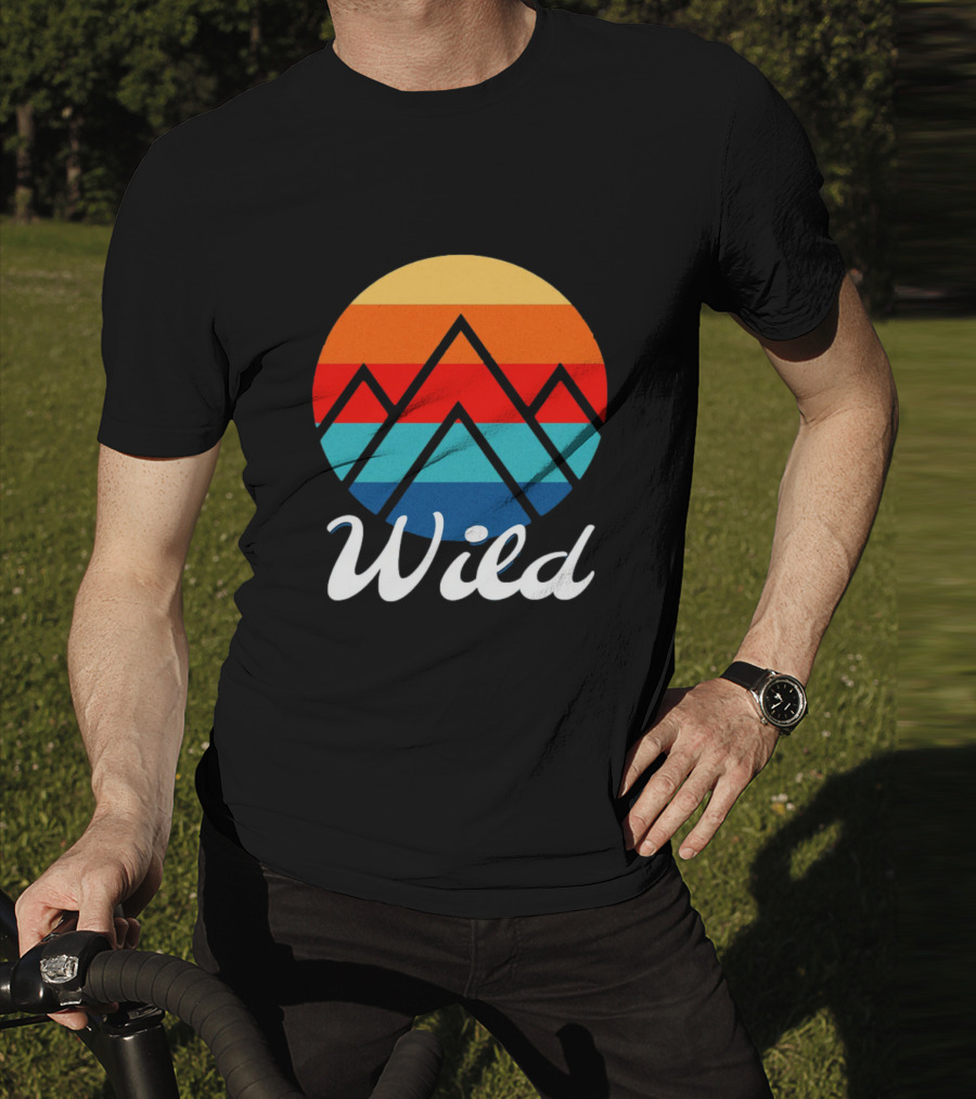 Wild Minimalistic Mountains Retro Circle Stripes T-Shirt