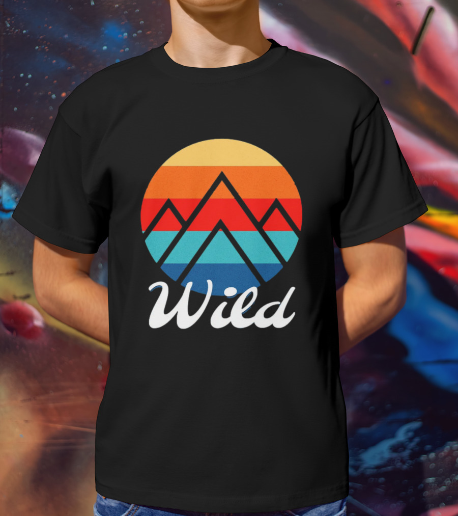 Wild Minimalistic Mountains Retro Circle Stripes T-Shirt