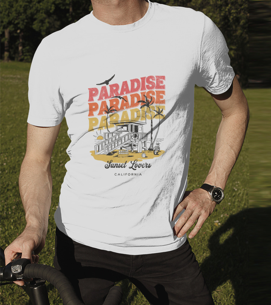 Paradise Sunset Beach Scene With Tropical Palms T-Shirt