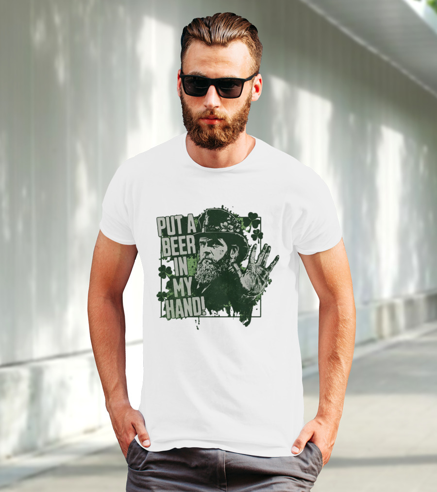 Put A Beer In My Hand St. Patrick's Day Shamrock Gentleman T-Shirt