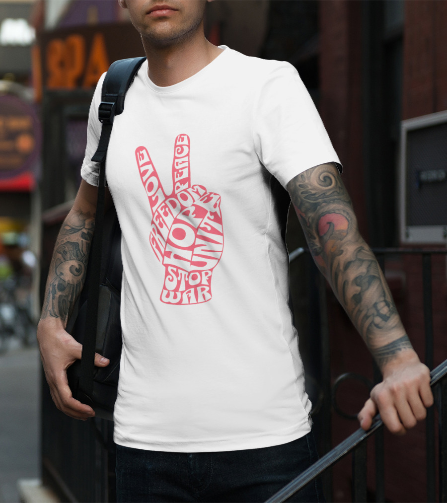 Peace Love Freedom Unity Hope Stop War 60s Challenge T-Shirt