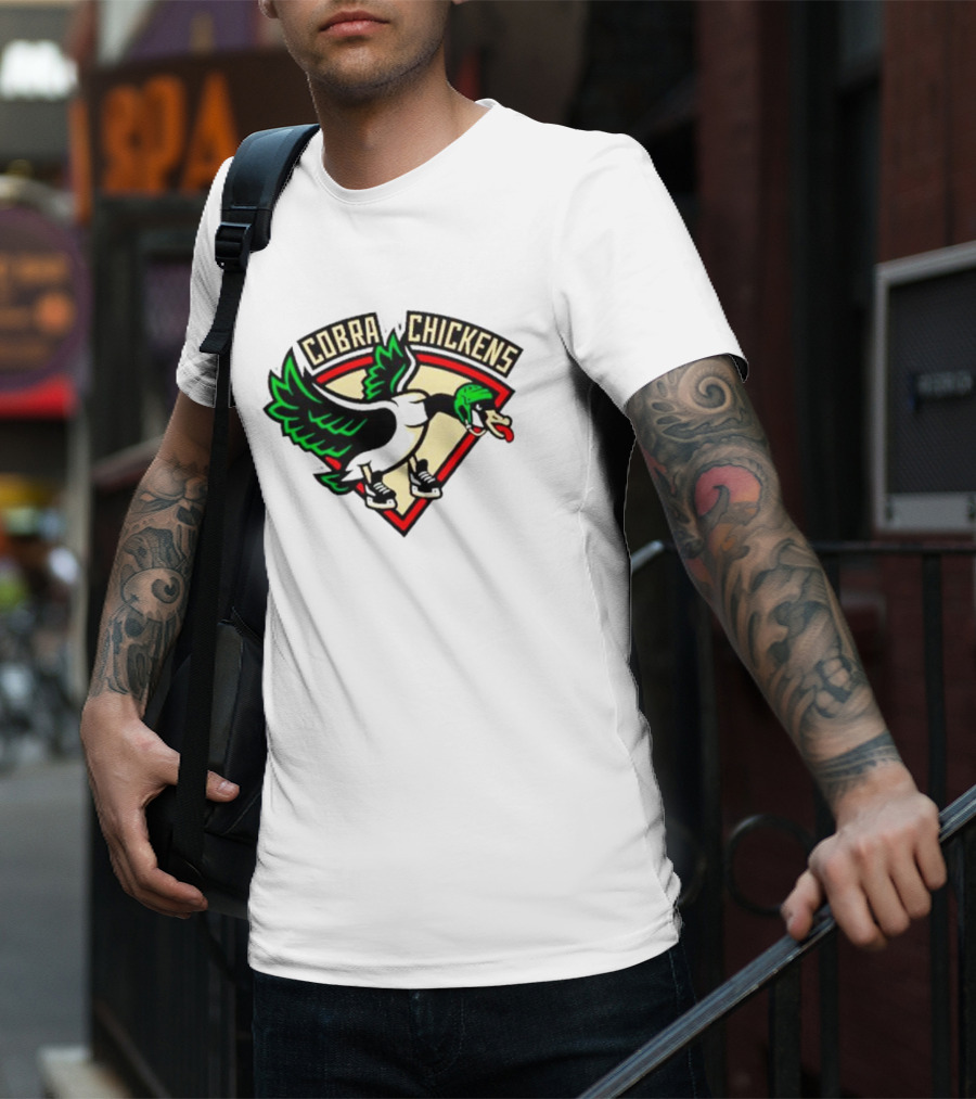 Cobra Chickens Sports Team Logo Hockey-Inspired Goose T-Shirt