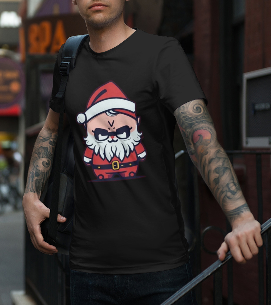Happy Merry Christmas Kawaii Cool Santa Claus Cute Chibi Draw T-Shirt