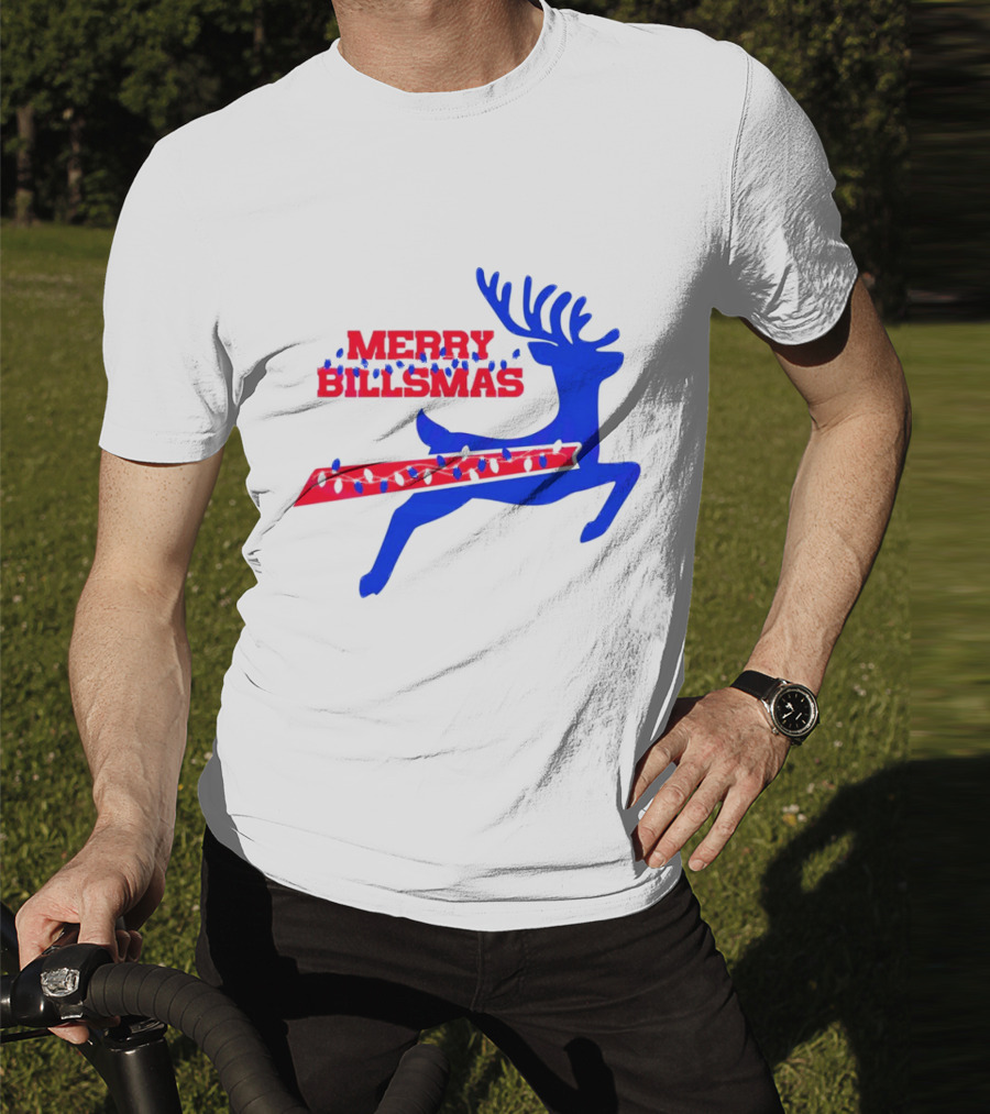 Merry Billsmas Reindeer Xmas Lights Buffalo T-Shirt