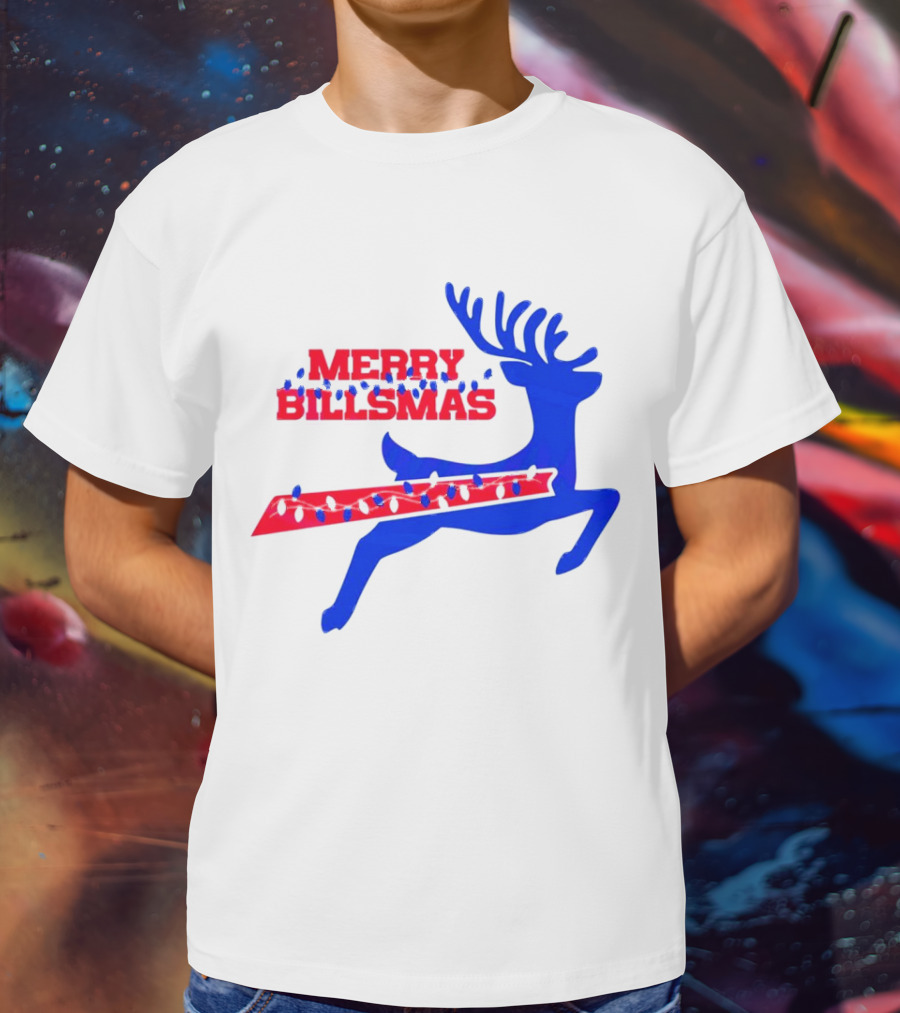Merry Billsmas Reindeer Xmas Lights Buffalo T-Shirt