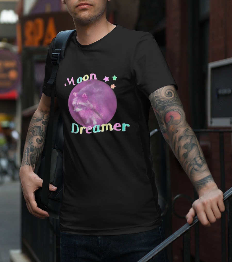 Moon Dreamer Raccoon Pastel Stars T-Shirt