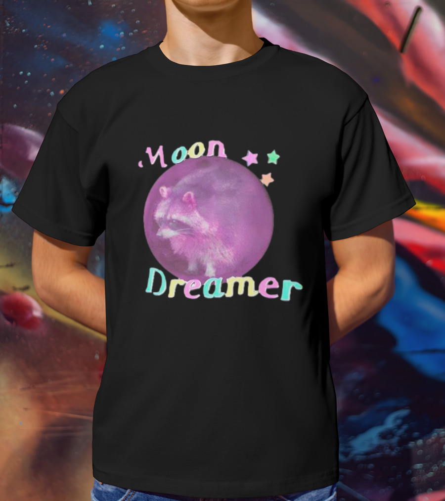Moon Dreamer Raccoon Pastel Stars T-Shirt