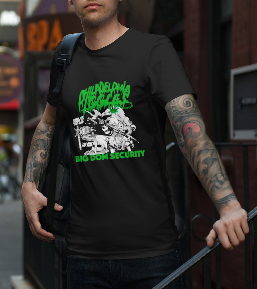 Philadelphia Iggles Big Dom Security Comic-Style Green T-Shirt