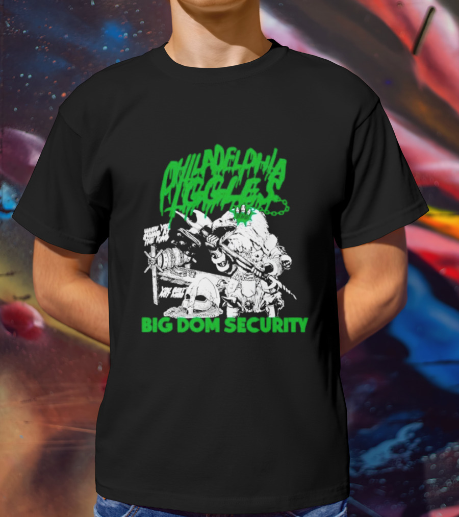 Philadelphia Iggles Big Dom Security Comic-Style Green T-Shirt