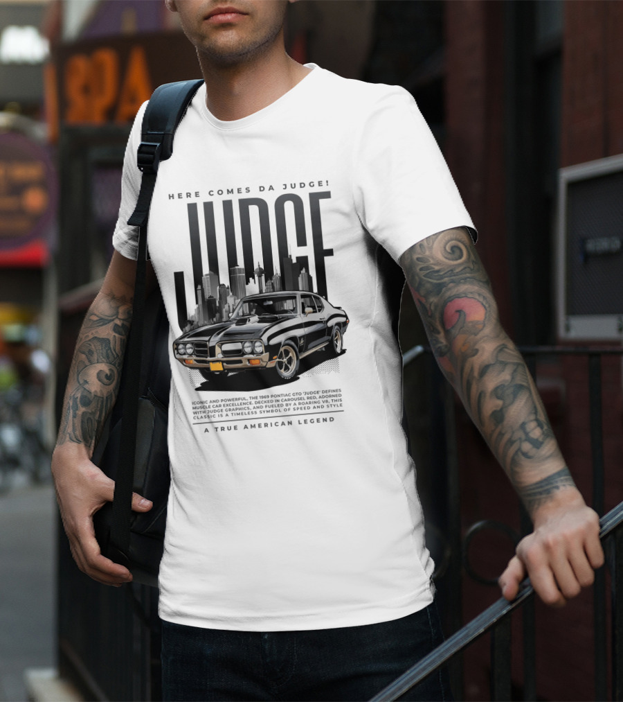 Pontiac Judge Muscle Car Iconic Roaring Classic City Skyline T-Shirt